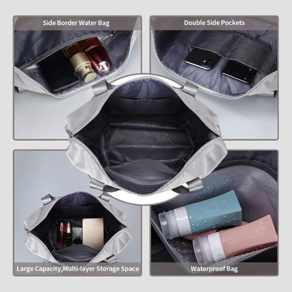 Women Waterproof Fold-able and Expandable‎ Weekender Travel Duffed Tote Bag - Picture 4 of 7